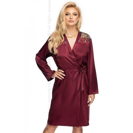 Elodie satynowy szlafrok damski bordowy ze sklepu intimiti.pl w kategorii Szlafroki damskie - zdjęcie 187863556