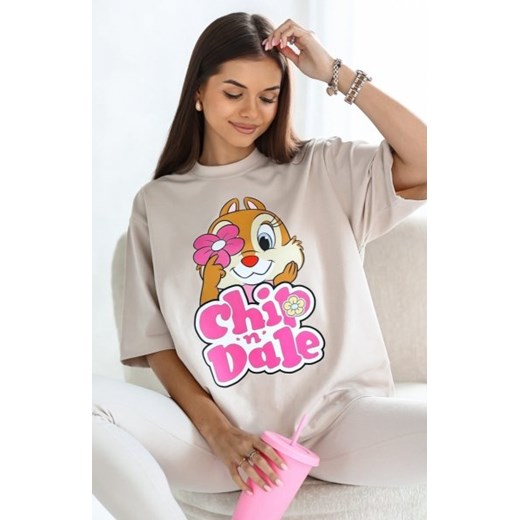 Oversizowy t-shirt Chip and Dale beż ze sklepu intimiti.pl w kategorii Bluzki damskie - zdjęcie 187863636