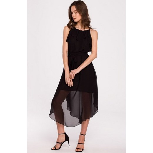*K137 asymetryczna czarna szyfonowa sukienka ze sklepu intimiti.pl w kategorii Sukienki - zdjęcie 187864557