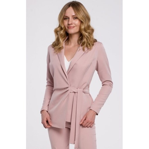 Makover K056 elegancki żakiet z wiązaniem na boku brudny róż ze sklepu intimiti.pl w kategorii Marynarki damskie - zdjęcie 187864896