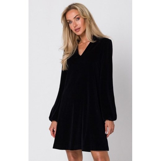 *Moe M767 welurowa sukienka czarna ze sklepu intimiti.pl w kategorii Sukienki - zdjęcie 187865247