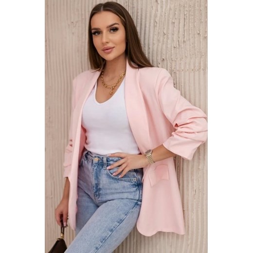 Marynarka z klapami elegancka jasny pudrowy róż ze sklepu intimiti.pl w kategorii Marynarki damskie - zdjęcie 187865318