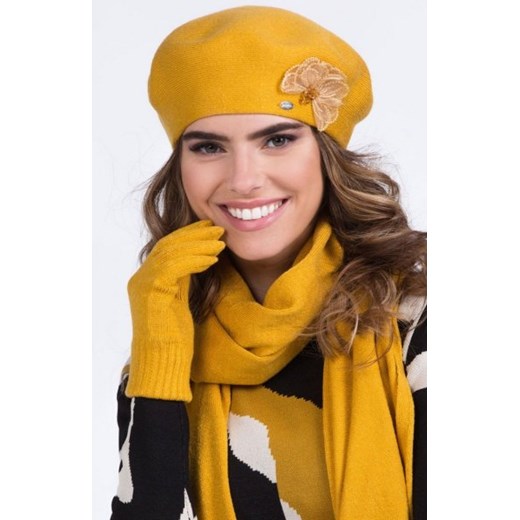 Kamea Elza beret damski musztardowy ze sklepu intimiti.pl w kategorii Berety damskie - zdjęcie 187865426