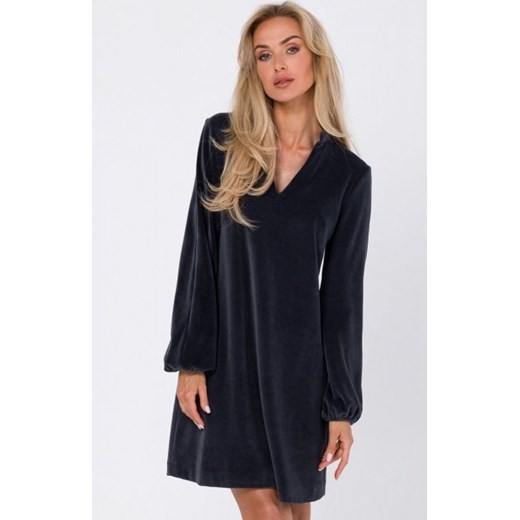 Moe M767 welurowa sukienka grafitowa ze sklepu intimiti.pl w kategorii Sukienki - zdjęcie 187865608