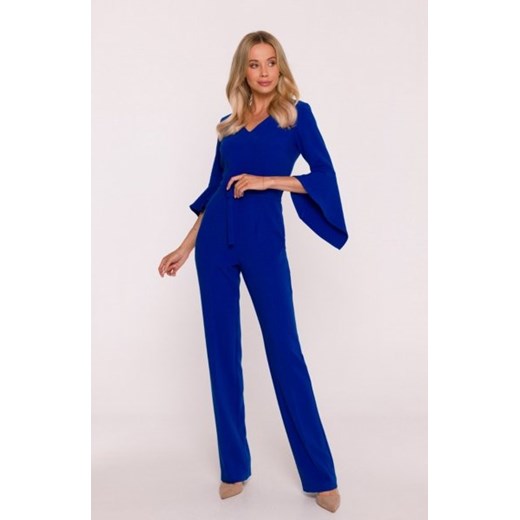 Stylove S416 kombinezon z rękawami z falbaną chabrowy ze sklepu intimiti.pl w kategorii Kombinezony damskie - zdjęcie 187865898