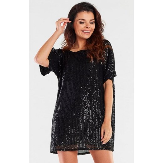 Awama cekinowa sukienka oversize czarna A483 ze sklepu intimiti.pl w kategorii Sukienki - zdjęcie 187865967