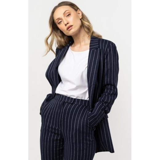 Awama A728 lniana marynarka w prążek granatowa ze sklepu intimiti.pl w kategorii Marynarki damskie - zdjęcie 187866015