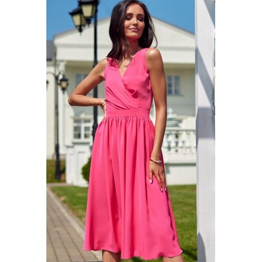 Szyfonowa sukienka midi amarantowa 399 ze sklepu intimiti.pl w kategorii Sukienki - zdjęcie 187866139