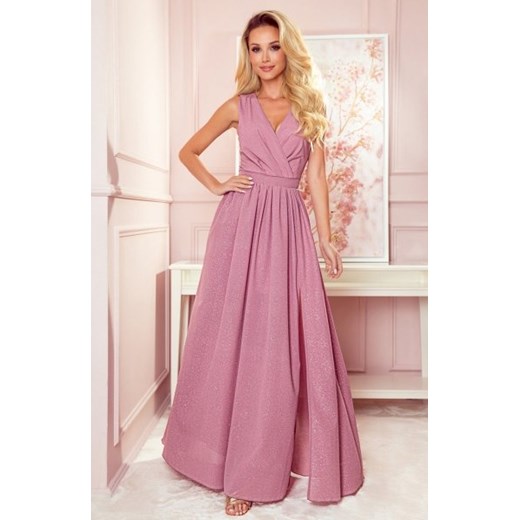 Numoco 362-1 JUSTINE długa suknia z dekoltem i wiązaniem ze sklepu intimiti.pl w kategorii Sukienki - zdjęcie 187866197