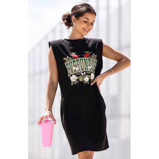 Dresowa sukienka z poduszkami Everundab czarna ze sklepu intimiti.pl w kategorii Sukienki - zdjęcie 187866239