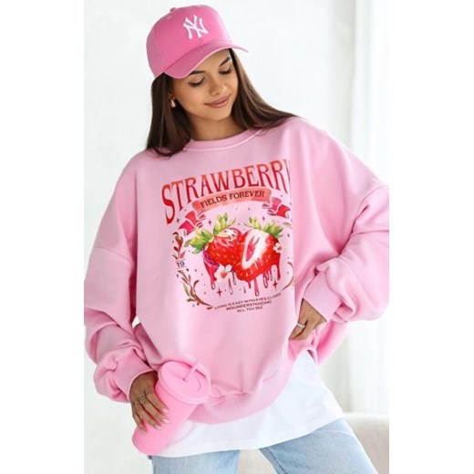 Oversizowa bluza damska Strawberry róż cukierek ze sklepu intimiti.pl w kategorii Bluzy damskie - zdjęcie 187866357