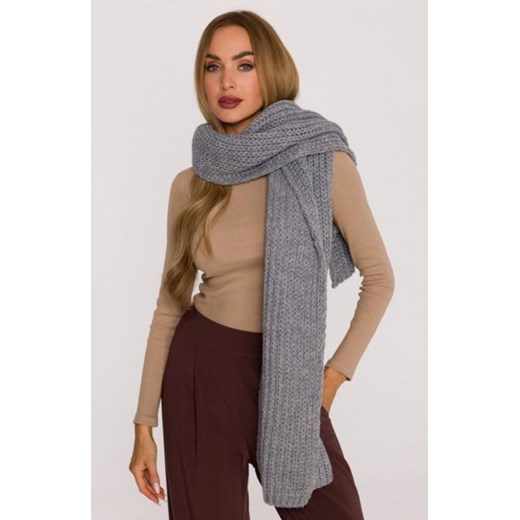 Moe szal damski splot prążkowany szary M896 ze sklepu intimiti.pl w kategorii Szaliki i chusty damskie - zdjęcie 187866905