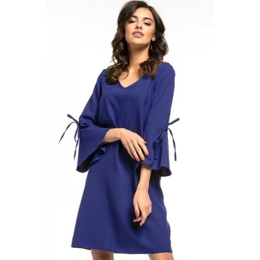 Tessita T273 sukienka z falbanką przy rękawie granatowa ze sklepu intimiti.pl w kategorii Sukienki - zdjęcie 187867289