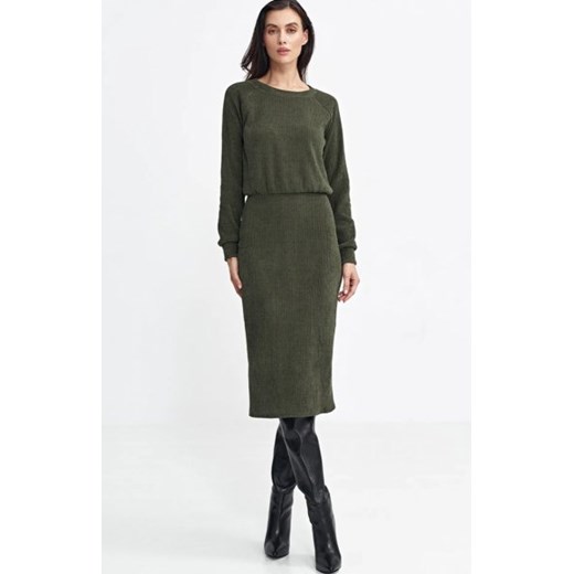 Sukienka z dzianiny prążkowanej khaki ze sklepu intimiti.pl w kategorii Sukienki - zdjęcie 187867346