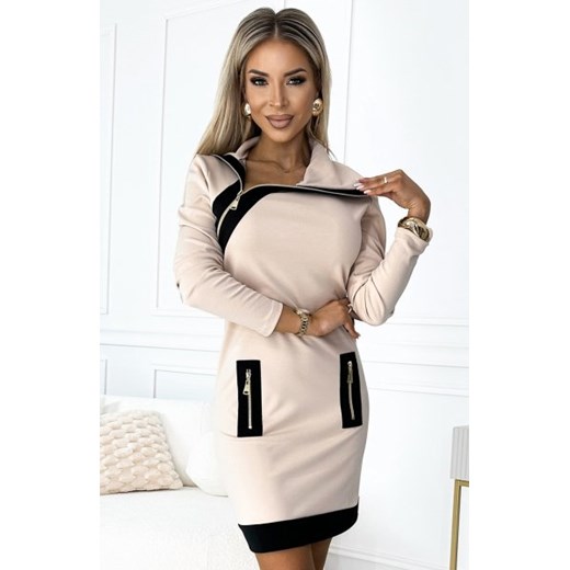 Numoco 497-2 dwukolorowa sukienka z trzema zamkami ze sklepu intimiti.pl w kategorii Sukienki - zdjęcie 187867348