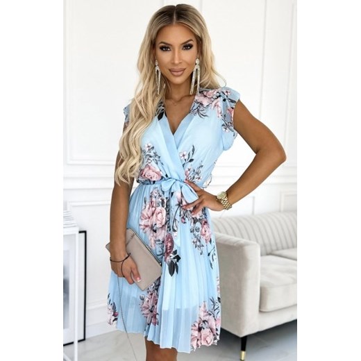 Numoco 464-1 plisowana sukienka z dekoltem i falbankami na ramionach ze sklepu intimiti.pl w kategorii Sukienki - zdjęcie 187867387