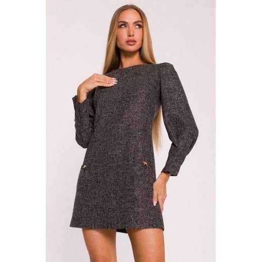 Moe sukienka tweedowa z kieszonkami czarna M870 ze sklepu intimiti.pl w kategorii Sukienki - zdjęcie 187867815