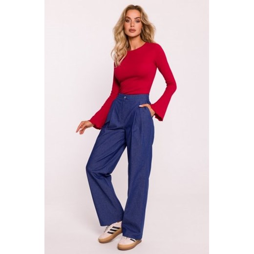 Moe spodnie z szerokimi nogawkami niebieskie M799 ze sklepu intimiti.pl w kategorii Spodnie damskie - zdjęcie 187867837