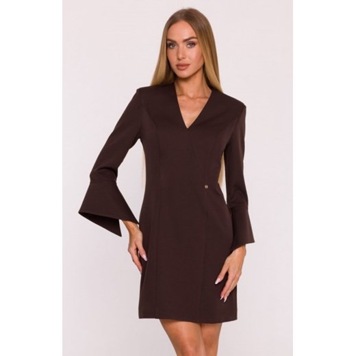 Moe sukienka z szerokimi mankietami brązowa M876 ze sklepu intimiti.pl w kategorii Sukienki - zdjęcie 187868035
