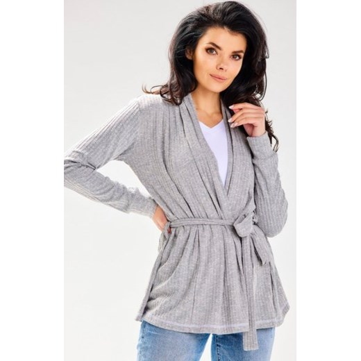 Awama A655 sweterek z wiązaniem szary ze sklepu intimiti.pl w kategorii Swetry damskie - zdjęcie 187868159