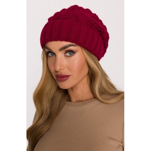 Moe czapka damska splot warkocz bordowa M897 ze sklepu intimiti.pl w kategorii Czapki zimowe damskie - zdjęcie 187868489