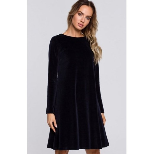 Granatowa welurowa sukienka Moe M566 ze sklepu intimiti.pl w kategorii Sukienki - zdjęcie 187868495