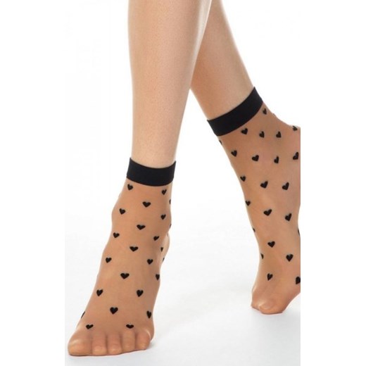 Conte cienkie skarpetki w serduszka natural ze sklepu intimiti.pl w kategorii Skarpetki damskie - zdjęcie 187868496