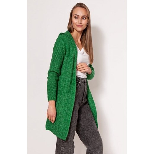 MKM PA019 kardigan z kapturem zielony ze sklepu intimiti.pl w kategorii Swetry damskie - zdjęcie 187868735