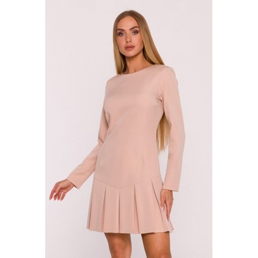 Moe sukienka z kontrafałdami beżowa M872 ze sklepu intimiti.pl w kategorii Sukienki - zdjęcie 187868925