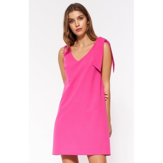*Różowa mini sukienka z szarfą S198 ze sklepu intimiti.pl w kategorii Sukienki - zdjęcie 187868938