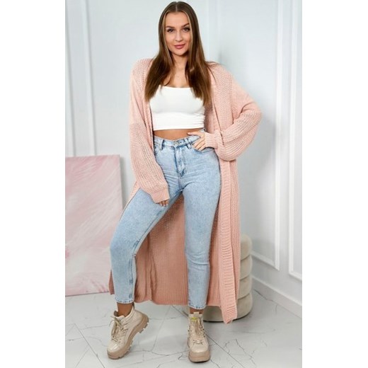 Sweter długi kardigan jasny pudrowy różowy ze sklepu intimiti.pl w kategorii Swetry damskie - zdjęcie 187869069
