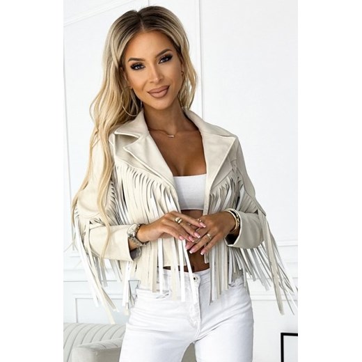 Numoco 624-1 krótka kurtka z frędzlami z miękkiej eco skóry ze sklepu intimiti.pl w kategorii Marynarki damskie - zdjęcie 187869198