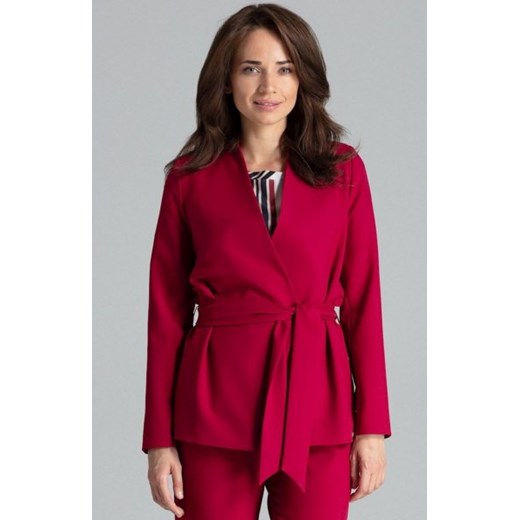 Wiązany żakiet damski bordowy L061 ze sklepu intimiti.pl w kategorii Marynarki damskie - zdjęcie 187869225