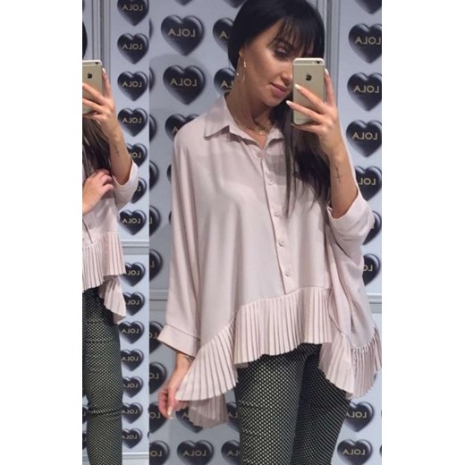 Oversizowa koszula z plisowaniem beżowa ze sklepu intimiti.pl w kategorii Koszule damskie - zdjęcie 187869535