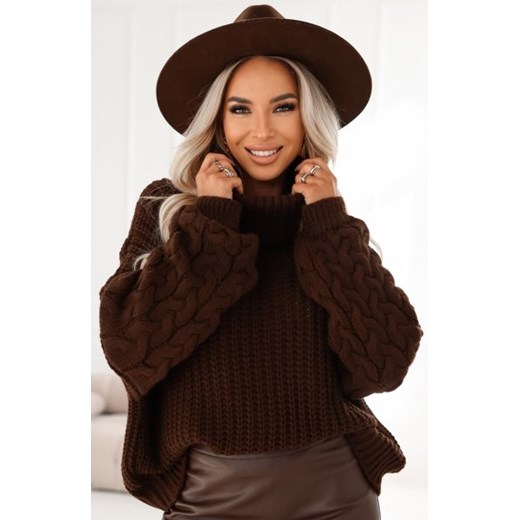 Numoco 650-1 ciepły i mięsisty golf oversize z szerokimi rękawami ze sklepu intimiti.pl w kategorii Swetry damskie - zdjęcie 187869685