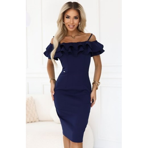 Numoco 599-3 CARMEN dopasowana sukienka midi w stylu hiszpańskim ze sklepu intimiti.pl w kategorii Sukienki - zdjęcie 187869837