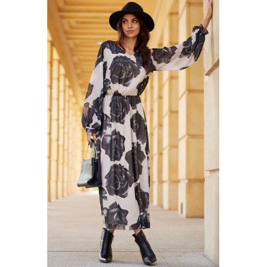 Szyfonowa długa sukienka z gumką w talii 72D ze sklepu intimiti.pl w kategorii Sukienki - zdjęcie 187870209