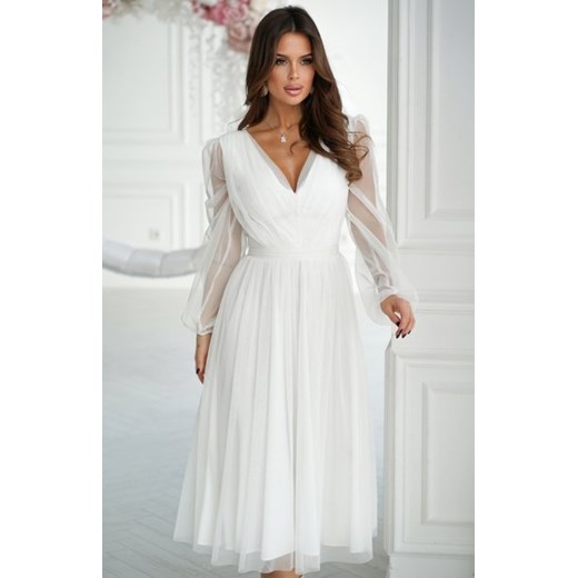 Bicotone 269-04 sukienka midi z tiulowymi rękawami ze sklepu intimiti.pl w kategorii Sukienki - zdjęcie 187870215