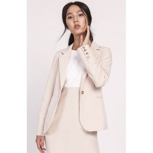Klasyczny damski żakiet beż ZA118 ze sklepu intimiti.pl w kategorii Marynarki damskie - zdjęcie 187870225