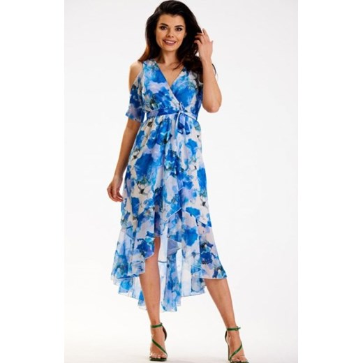 Awama A508 szyfonowa sukienka w kwiaty blue ze sklepu intimiti.pl w kategorii Sukienki - zdjęcie 187870367