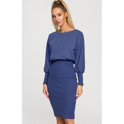 Niebieska sukienka z dopasowanym dołem M690 ze sklepu intimiti.pl w kategorii Sukienki - zdjęcie 187870626