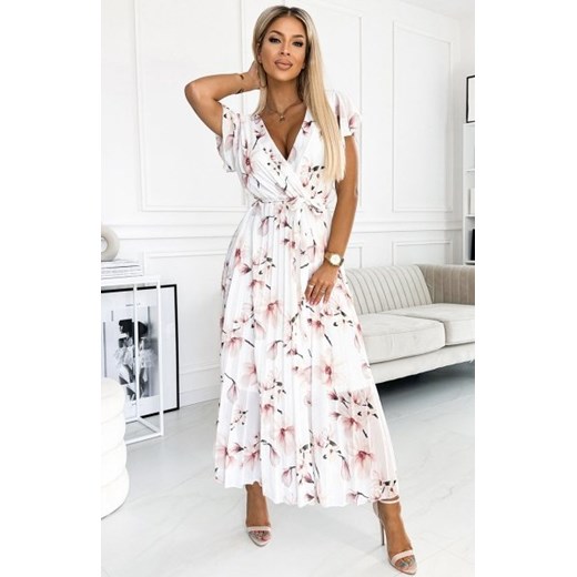 Numoco 434-4 LISA plisowana sukienka  midi z dekoltem i falbankami ze sklepu intimiti.pl w kategorii Sukienki - zdjęcie 187870817