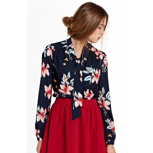 *Nife B94K/G bluzka w kwiaty granatowa ze sklepu intimiti.pl w kategorii Bluzki damskie - zdjęcie 187870879