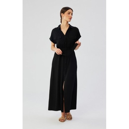 Stylove S364 sukienka maxi rozpinana z krótkimi rękawami czarna ze sklepu intimiti.pl w kategorii Sukienki - zdjęcie 187870967