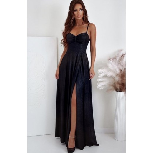 Duet gorset długa sukienka czarna błyszcząca ze sklepu intimiti.pl w kategorii Sukienki - zdjęcie 187871128