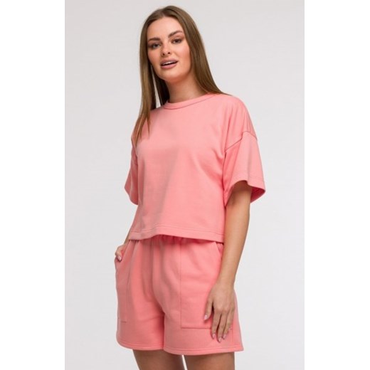 Bewear B294 bluza oversize z krótkimi rękawami koralowa ze sklepu intimiti.pl w kategorii Bluzy damskie - zdjęcie 187871168
