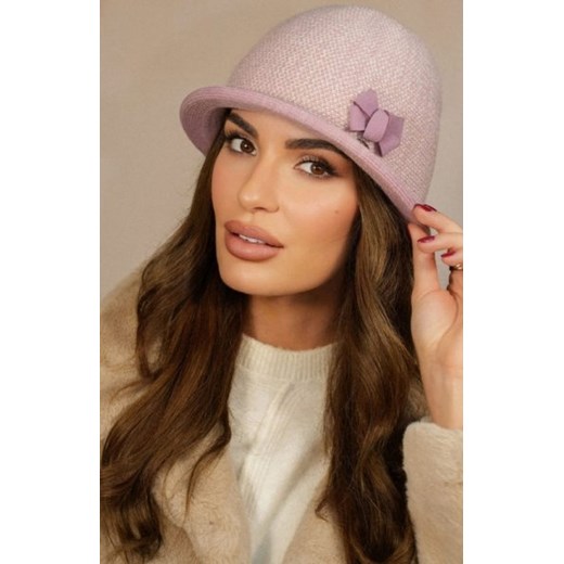 Kamea Dante kapelusz damski zimowy w pepitkę ciemny róż ze sklepu intimiti.pl w kategorii Kapelusze damskie - zdjęcie 187871257