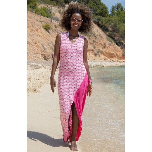 Długa ażurowa sukienka letnia pink F1460 ze sklepu intimiti.pl w kategorii Sukienki - zdjęcie 187871368