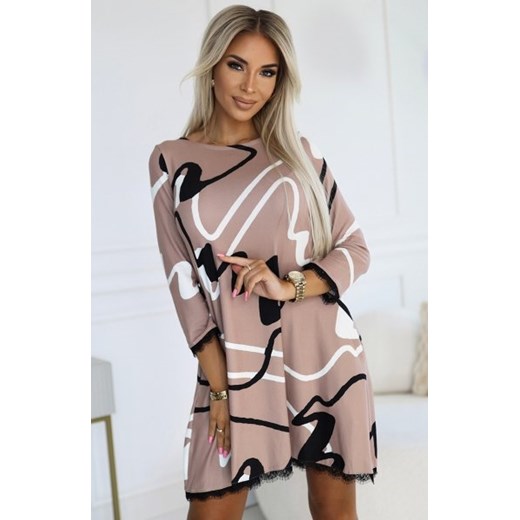 Numoco 577-1 sweterkowa trapezowa sukienka z koronką ze sklepu intimiti.pl w kategorii Sukienki - zdjęcie 187871396