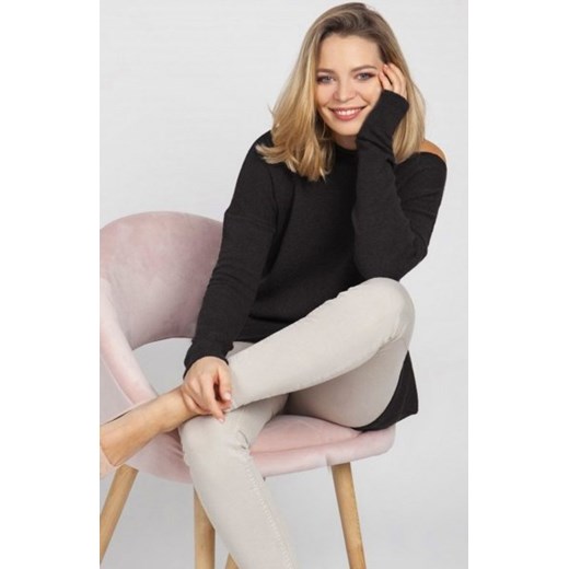 MKM SWE169 dzianinowa bluza czarna ze sklepu intimiti.pl w kategorii Swetry damskie - zdjęcie 187871529